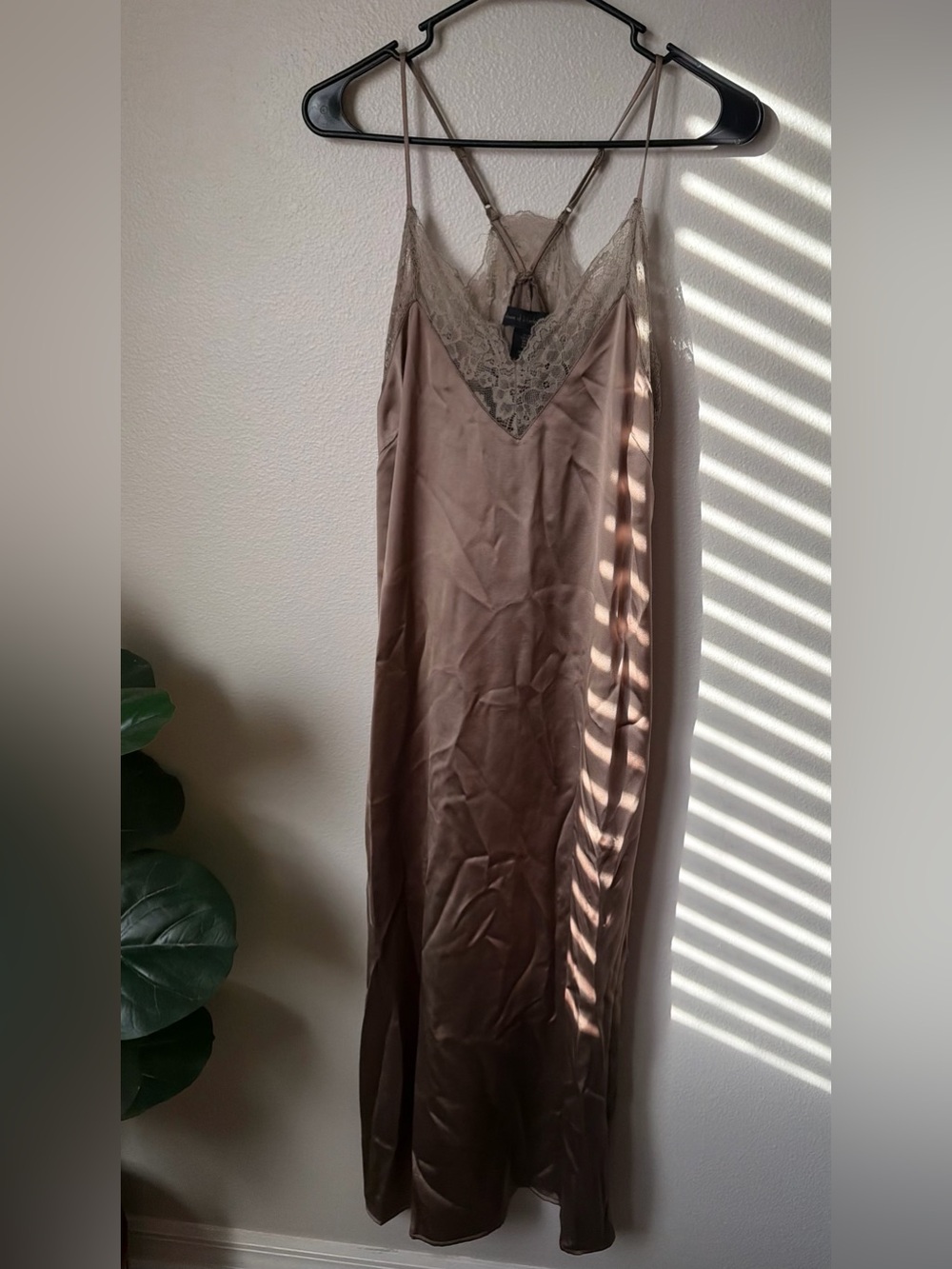 House of Harlow 1960 Satin Slip Dress Lace Side Slit Women’s Small Romantic